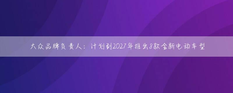 大众品牌负责人：计划到2027年推出8款全新电动车型