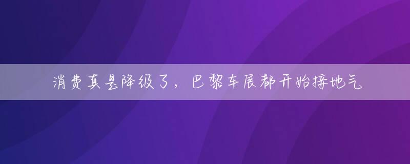 消费真是降级了，巴黎车展都开始接地气