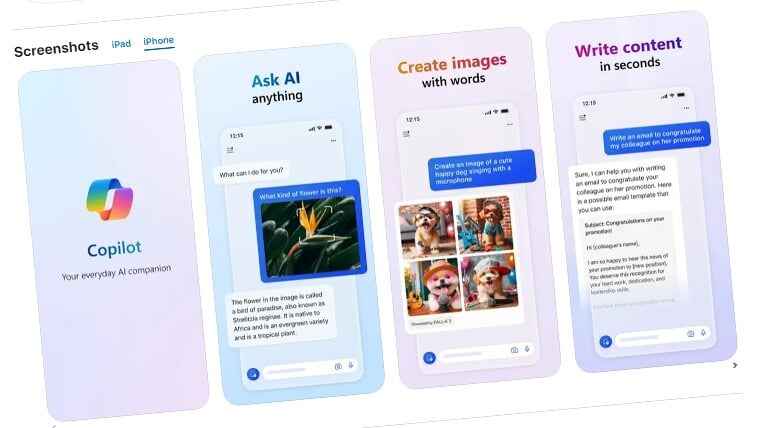 微软人工智能聊天机器人Copilot集成到iOS和iPadOS平台