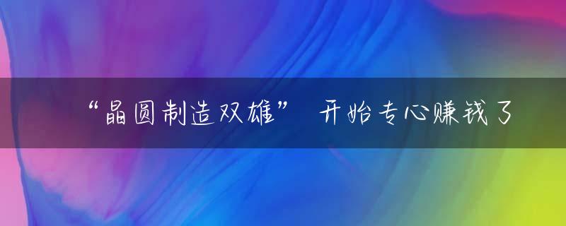 “晶圆制造双雄” 开始专心赚钱了