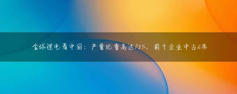 全球锂电看中国：产量比重高达75%，前十企业中占6席