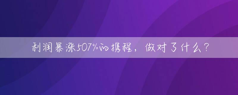 利润暴涨507%的携程，做对了什么？