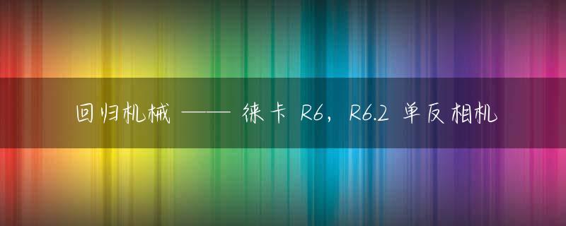 回归机械 —— 徕卡 R6，R6.2 单反相机