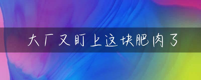 大厂又盯上这块肥肉了