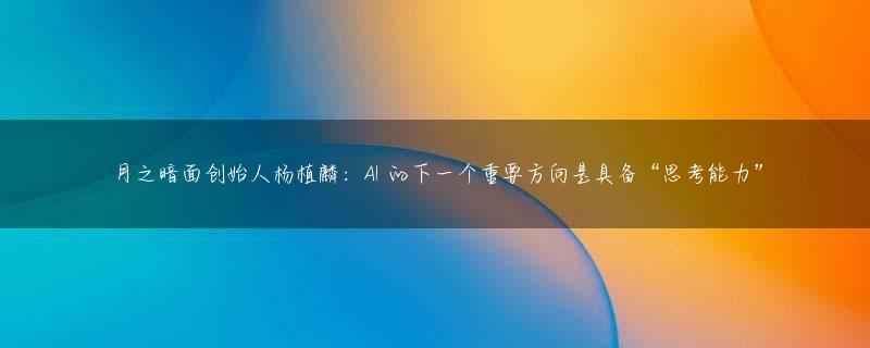 月之暗面创始人杨植麟：AI 的下一个重要方向是具备“思考能力”