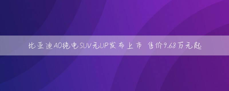 比亚迪A0纯电SUV元UP发布上市 售价9.68万元起