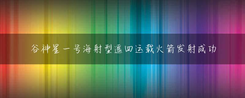 谷神星一号海射型遥四运载火箭发射成功