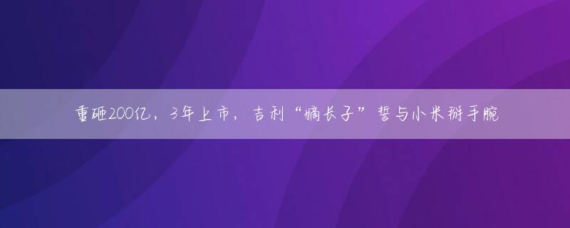 重砸200亿，3年上市，吉利“嫡长子”誓与小米掰手腕