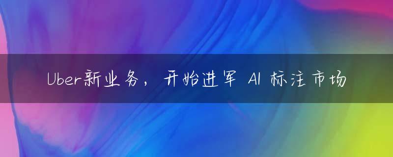 Uber新业务，开始进军 AI 标注市场