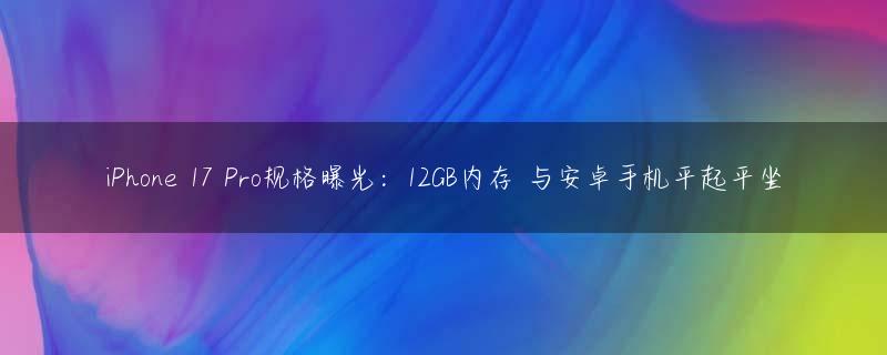 iPhone 17 Pro规格曝光：12GB内存 与安卓手机平起平坐